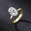 Anillo Abierto de Moissanita de 4.5 Quilates Color Huevo de Paloma, Anillo de Boda para Mujer, Plata de Ley S925 Color Dorado, Anillo Abierto Ajustable