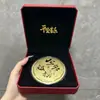 Concha de Agua Oro Puro 999 Serie de Monedas Grandes Adorno de Fortuna Artesanía Chapada en Oro para Regalos Navideños Venta al por Mayor