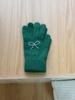 Guantes de Punto de Color Sólido para Invierno Estilo Han Feng Mismos que los de Bloggers Ins con Lazo de Cinco Dedos Guantes de Lana Lindos para Mujer