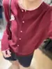 Cardigã Europeu Elegante 100% Lã Pura Feminino Outono e Inverno Suéter Solto Blocos de Cor Bordado com Letra Jaqueta de Tricô de Lã