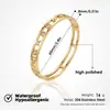 Pulseira de aço inoxidável banhada a ouro para mulheres, com incrustação de diamante, fecho e design oco, estilo de luxo leve, versão larga, não desbota, acabamento espelhado, toque de alta qualidade