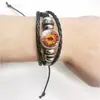Pulsera tejida de gema del tiempo del zodiaco Taobao Explosiones de comercio exterior Pulsera de cuero negro Joyería hecha a mano Regalo