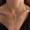 Collar de Borlas Incrustado con Diamantes Nuevo Producto Transfronterizo Cadena para Clavícula de Pedrería Moda Europea y Americana para Fiesta