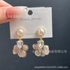 Otoño e Invierno aretes largos de gota de flor con circonita y esmalte, estilo socialité, moda retro, joyería de oreja de alta gama