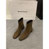 Botines Gruesos de Gamuza Estilo Coreano para Mujer, Nuevo Estilo Otoño e Invierno 2026, Botas tipo Martin con Forro de Felpa, Color Café, Botines Cortos Ajustados