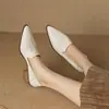 Novos Sapatos Femininos Pequenos Versáteis Estilo Francês 2025 com Bico Fino e Salto Bloco, Sapatos Individuais Femininos Estilo Vintage