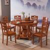 Mesa de comedor y silla de madera maciza china, directa de fábrica, combinación de hotel, mesa redonda grande con plato giratorio, mesa de comedor para el hogar de 1,8 metros