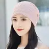 Gorra para Mujer Primavera y Verano Delgada Transpirable Encaje Pedrería Moda Cinta Gorra Cubre Montón de Cabello Blanco Montón Casual