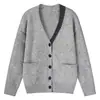Ropa Masculina ACU Cárdigan casual de dos tonos para hombre, nuevo producto otoño e invierno 2026, diseño de bolsillo, chaqueta de punto de corte holgado para hombre