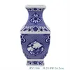 Vaso de porcelana azul e branco antigo estilo chinês de Jingdezhen, vaso quadrado retrô de cerâmica com padrões florais e de pássaros, vaso de flores para sala de estar em casa