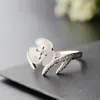 Nafoge Joyería de Plata al por Mayor Set de Plata de Ley 925 con Anillo de Concha Natural Anillo Abierto de Plata de Ley Anillo de Pétalo para Mujeres