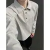 Camiseta casual de linho com caimento solto, tendência outono, manga longa para homens, base fresca e respirável, estilo henley limpo