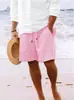 Nuevos Pantalones Cortos de Algodón y Lino con Múltiples Bolsillos y Cordón Rayados Casuales de Playa para Hombre de la Nueva Estación Independiente de Amazon Europea y Americana