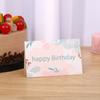 Bonita tarjeta de cumpleaños plegable de dibujos animados, regalo de cumpleaños para niños, flores, pastel, tarjeta de mensaje para habitación, tarjeta de bendición de cumpleaños