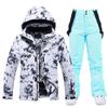 Novo traje de esqui masculino e feminino, roupa de trabalho quente e espessada, estilo coreano, snowboard, conjunto de calças de snowboard de prancha dupla