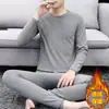Roupa Térmica Masculina Dupla Face, Espessada e Forrada com Lã, Camada Base Masculina Roupas e Calças de Outono, Respirável