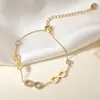Pulsera geométrica de acero inoxidable con baño de circonita cúbica, simple y versátil, INS transfronteriza europea y americana, joyería de nicho para mujer