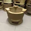 Fogão de Barro Tradicional Feito à Mão para Fondue, Fogão de Barro Vermelho Estilo Antigo, Fogão de Barro para Churrasco com Azulejos, Fogão para Preparo de Chá, Fogão a Lenha para Uso Comercial