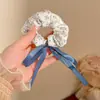 Elástico de Cabelo de Cetim Suave Estilo Pastoral, Versátil para Primavera e Verão, Scrunchie Grande para Mulheres, Elástico de Cabelo Oversized, Elástico de Cabelo Estilo College