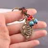 Latão Puro Forma de Folha Trazedor de Sorte Retro Criativo Chaveiro Pingente Acessório Fabricante Forma de Folha Amendoim Atrator de Riqueza Carro Pendente Ornamento