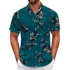 Camisa hawaiana de manga corta transfronteriza con cuello camisero, estilo casual europeo y americano, estampado de verano para hombre