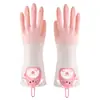 Guantes de Lavar Platos de PVC de Color Degradado para Mujer, Limpieza del Hogar en la Cocina, Impermeables, Antideslizantes, Duraderos, Diseño de Dibujos Animados, Se Pueden Colgar