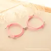 Moda Europeia e Americana Simples Pulseiras Magnéticas de Casal em Aço Inoxidável, um Par de Pulseiras Trançadas Ajustáveis para Estudantes, Joias para Atacado
