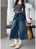 Shorts Jeans Reto Americano Retro Desgastado para Mulheres, Novo Estilo de Verão, Cintura Alta, Caimento Solto, Tamanho Grande Jeans Cropped de Perna Larga