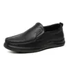 Mocasines de Cuero Genuino para Hombres Mayores, Zapatos de Cuero Casual de Negocios, Zapatos Slip-On de Piel de Vaca Negra, Zapatos de Trabajo Transpirables y Cómodos