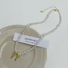Collar de Alta Gama Francés para Mujer, Lujo Ligero, Colgante de Lazo Versátil, Cadena para Clavícula, Collar de Perlas Dulce y Delicado