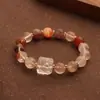Pulseira Cubo de Açúcar Raposa de Nove Caudas de Cristal Multicolor Natural para Mulheres, Estilo de Luxo Leve da Moda, Pulseira de Alta Qualidade com Temperamento Único de Nicho