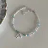 Pulsera de Plata Rota con Pez Pequeño de Cristal Azul Lujo Accesible Versátil Elegante Nicho Exquisito Joyería de Mano de Gama Alta para Mujeres Nuevo Producto 2025