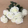 Ramo Alto Artificial de Rosas Rizadas de 10 Cabezas Ramo Francés Decoración del Hogar Camino de Boda Flor Artificial Flor de Rosa Falsa