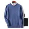 Nuevo Suéter de Cachemira para Hombre Otoño e Invierno 2023, Suéter de Lana de Punto Grueso con Cuello Redondo, Camisa Base Casual de Negocios para Jóvenes
