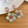 Pendientes Colgantes de Flor con Tachuelas de Diamante Plateadas, Lujo Ligero, Moda de Gama Alta, Pendientes Sencillos, Diseño de Nicho, Exquisita Joyería para Orejas