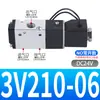Válvula Solenoide de Tres Vías y Dos Posiciones 3V210-08 Válvula Neumática 3V110-06 310-10-Nc 410-15-No 120