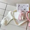Calcetines Estilo Ballet para Mujer, Estilo Coreano con Lazo, Etiqueta de Tela Estilo Ins, Calcetines de Media Pantorrilla, Calcetines Holgados de Malla Hueca Finos para Primavera y Verano