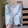 Camisa de encaje transpirable con capucha y cordón, estilo verano nuevo, suave y dulce, chaqueta ligera casual, protección solar, rosa