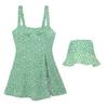 6 cores] atacado Coreia do Sul nova sexy sem costas barriga magro doce floral saia de uma peça maiô feminino chapéu