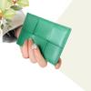 Porta-Cartões Mini de Couro Trançado à Mão, Bolsa Portátil para Armazenamento de Identidade e Documentos de Viagem, Porta-Cartão de Identidade Xadrez Multicolor