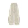 Roupas Masculinas Jie Zhan Calças com pregas duplas, perna curva, coleção outono/inverno 2026, calças de moletom esportivas com fleece de casca de ovo de peso pesado, calças casuais com forro de fleece