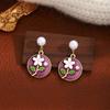 Pendientes de Flor de Goteo de Aceite Coloridos Estilo Jardín Monet Francés Estilo Mori Lujo Ligero Gama Alta Fresco Moda Temperamento Pendientes