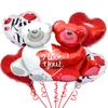 Set de Globos de Película de Aluminio para el Día de San Valentín Corazón Amor Abrazo Oso Labios Rojos Día de San Valentín Chino Decoración Escena de Propuesta Arreglo de Globos