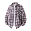 2026 Nueva Camisa de Manga Larga a Cuadros Transfronteriza para Hombre, Camisa Casual Retro Japonesa de Corte Holgado con Doble Bolsillo para Hombre