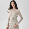 Nueva colección de otoño e invierno: Suéter de punto para mujer, cuello redondo, estilo jersey, de seda y cachemir, con diseño calado, suave y delicado con la piel, perfecto como capa base
