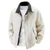 Nova jaqueta de lapela color block outono e inverno para homens, confortável para atividades ao ar livre, respirável, solta, versátil, casaco de duas peças falso