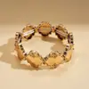 Pulsera Retro Europea y Americana con Estampado Geométrico Irregular Desgastado Cuerda Elástica Brillante Joyería de Nicho Transfronteriza de Alta Gama para Mujeres
