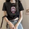 Una generación de camiseta de algodón con estampado de letras de pelo para mujer, top de verano ins de cintura alta corto, chica caliente, hombro, manga corta blanca