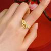 Anillo de dedo con lazo exquisito y moderno con forma de hoja de ginkgo y microdiamante para damas, suministro al por mayor