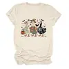 Amazon eBay Loja Independente Casual Divertido Feminino Três Patos de Halloween Múmia Fazendeiro Gola Redonda Manga Curta